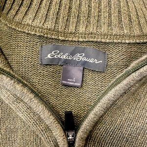 Eddie Bauer Camo Green Mens Half Zip sweater XL